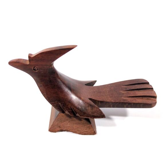 Vintage Wooden Roadrunner Bird Art Mini Sculpture 3.5" Hand Carved Used Good - Picture 5 of 6